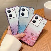 เคสกลิตเตอร์สำหรับ Vivo Y36 Y27 Y78 5G 4G VivoY36 VivoY27 2023เคสโทรศัพท์ซิลิโคน TPU ยืดหยุ่นฝาหลังอ่อนนุ่มเคสกันกระแทกมือถือแวววาวปกป้องดอกไม้ชุบไล่ระดับสี