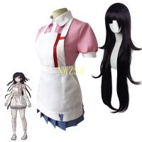 Mikan Tsumiki ชุดคอสเพลย์ผู้หญิง Dangan Ronpa 2ผู้หญิงแต่งตัวฮาโลวีนอะนิเมะ Danganronpa เสื้อกระโปรงผ้ากันเปื้อนวิกผมชุดขึ้น