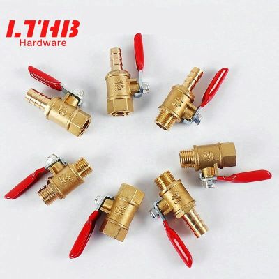 Brass Ball Valve Barb 6mm 8mm 10mm 12mm Male Female PT 1/8 "1/4" 3/8 "1/2" Water Air Ragulation Gas Pipe Joint Plumbing Valves