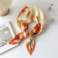 Square Floral Silk Crinkle Hair Bands Scarf Women Luxury Headband Scarves Bandana Foulard Office Ladies Shawl Accessories 2023