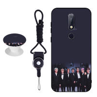 BTS เคสโทรศัพท์สำหรับ5.8 Nokia X6/6.1 Plus ซิลิคอนนุ่มกรณีที่มีรูปแบบเดียวกันแหวนและเชือก