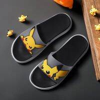 Pikachu slippers male ins trend summer new mens flip-flops Korean version wear non-slip couple sandals and slippers Pikachu รองเท้าแตะ Pikachu ผู้ชาย ins รองเท้าแตะผู้ชายแบบใหม่ฤดูร้อนยอดนิยมรองเท้าแตะคู่รักกันลื่นใส่ด้านนอกสไตล์เกาหลี ghc