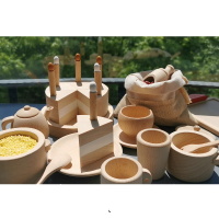 Kids Montessori Wood Toys Wooden Unpaint Sensory Kitchen Bowl Teapot Cups Birthday Cake Early Learning Gift