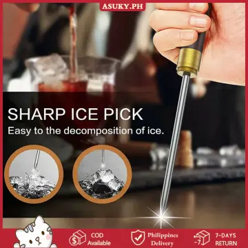 8.5 Stainless Steel Ice Pick Tool w/Wooden Handle for Kitchen Bar Icing  Breaker