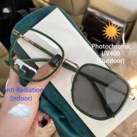 Photochromic Anti Radiation Eyeglasses fashion Square Transitional Glasses Women