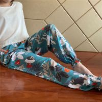 Women Cotton Silk Casual Trousers Summer Loose Pajamas Home Pants Thin Wide Leg Pants Fashion Oversize 4XL Sweatpants Female