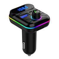 Car Hands-Free M33 Bluetooth-Compaitable 5.0 FM Transmitter Car FM Transmitter In-Vehicle Receiver Dual USB Charger Kit MP3 Modulator Player Disk Player