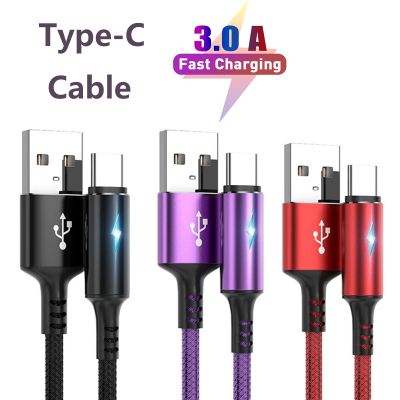 [HOT RUXMMMLHJ 566] สายสำหรับซัมซุง USB Type C ยาว1.2ม. 2ม. S9 S10 3A ชาร์จ USB แบบรวดเร็ว USB ชาร์จ Type-C สายสำหรับข้อมูล Redmi Note 8 Pro USB-C Cabo Wire