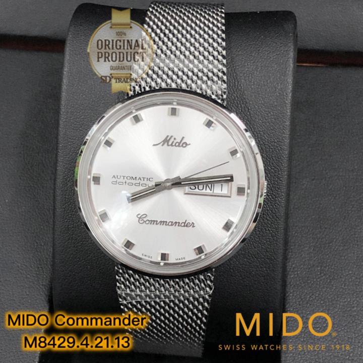 mido-commander-สายถัก-datoday-automatic-men-s-watch-รุ่น-m8429-4-21-13-สีเงิน