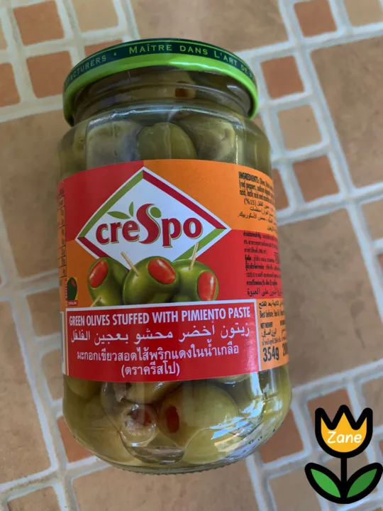 CRESPO Green Olives Stuffed with Pimiemto Paste // 354G. Lazada.co.th