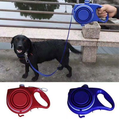【LZ】 Retractable Dog Leash 3 in 1 Portatbale Pet Leash With Folding Bowl Rubbish Bags Dispenser For Small Medium Large Dogs