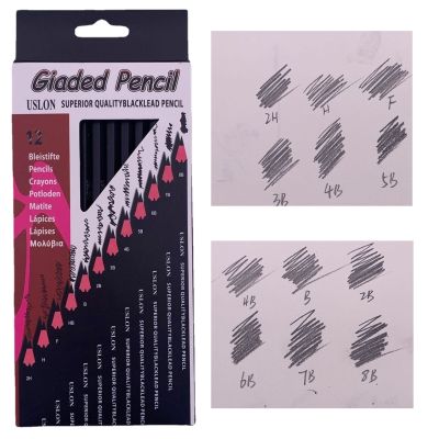 12pcs Professional Drawing Sketching Shading Pencil Set 2H H F B HB 2B 3B 4B 5B 6B 7B 8B Art Graphite Beginners Pro Artist