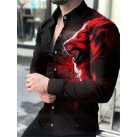 2021 High Quality European American Mens Clothing Casual Fashion Printed Shirt Single-Breasted Cardigan Long Sleeve Shirt Men