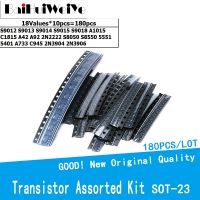 180Pcs/lot Transistor Assorted Kit SOT23 18Values S9012 S9013 S9014 S9015 S9018 A1015 C1815 A42 A92 2N2222 S8050 S8550 5551 5401