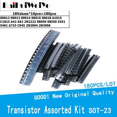 ✒ 180Pcs/lot Transistor Assorted Kit SOT23 18Values S9012 S9013 S9014 S9015 S9018 A1015 C1815 A42 A92 2N2222 S8050 S8550 5551 5401