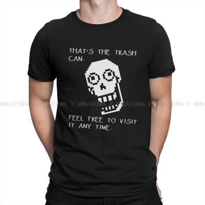 Papyrus Shirt Trash Can Hipster Tshirts Undertale Role Playing Game Men Harajuku Fabric Streetwear T Shirt Round Neck