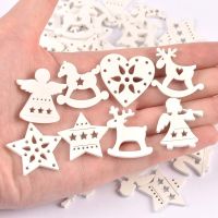 【YF】♙  50pcs 26-30mm Wood Crafts white angels/stars/wood horse Scrapbooking Ornament Decoration Sewing Accessories