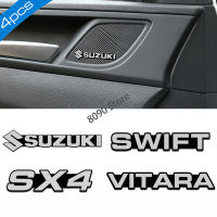 Hot New 4pcs/set  Car Logo Audio Sticker Auto Interior Central Control Alloy MINI Emblem Badge Decal for Suzuki Swift SX4 Vitara D2P