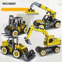 ทั้งหมด DIY ประกอบของเล่นเด็ก Development 6-10ปีเพื่อการศึกษา Forklift Excavator Bulldozer วิศวกรรมยานพาหนะของเล่นชุด