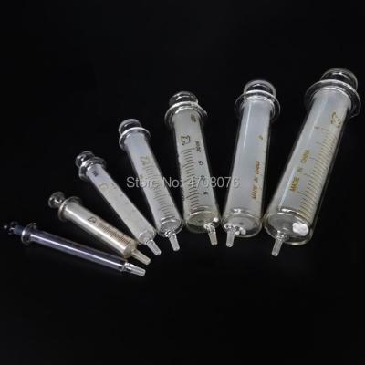 ☄✾ Glass syringe with plastic cover Needle tubing without pinhead Glass pipette Single nipple reusable small mouth range 1ml-100ml