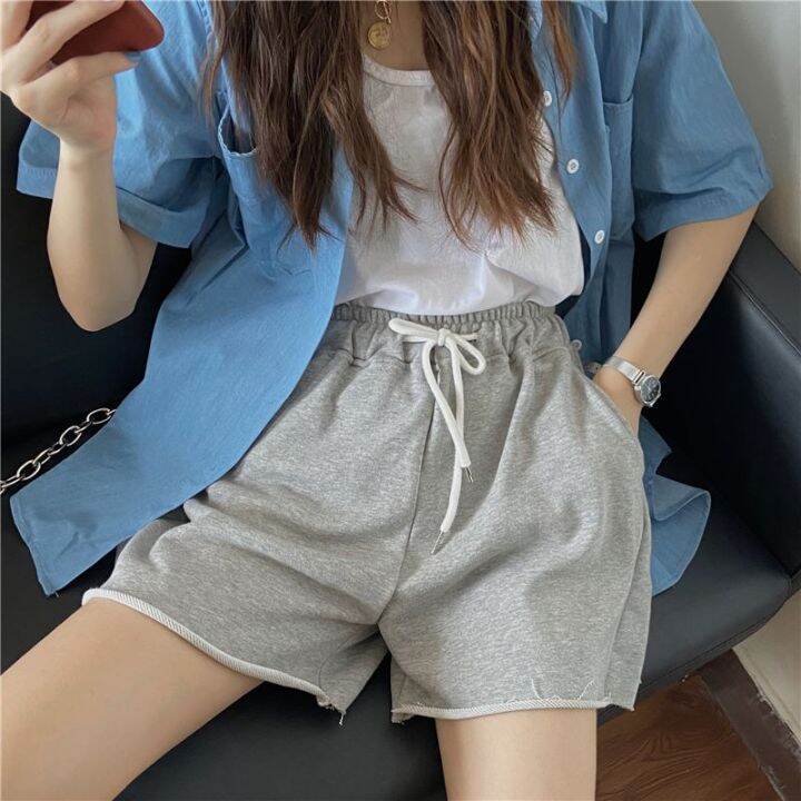 womens-casual-sports-shorts-homewear-pockets-solid-casual-cozy-simple-shorts-high-waist-drawstring-indoor-outdoor-daily-basic