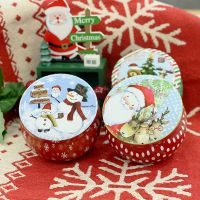 12pcs Christmas Small Iron Box Drum Shaped Tin Box Wedding Candy Packaging Box Candle Can Biscuit Flower Tea Can Storage Boxes