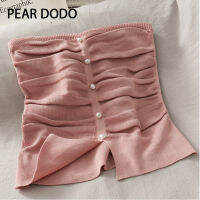 PEAR DODO ฝรั่งเศส Rivet จีบแยกเสื้อถักสำหรับผู้หญิง