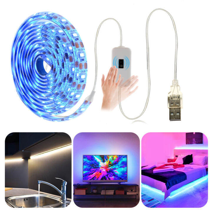 5v-2835-usb-led-strip-light-touch-switch-hand-sweep-cabinet-lights-1m-2m-3m-pink-ice-blue-warm-white-white-fairy-light