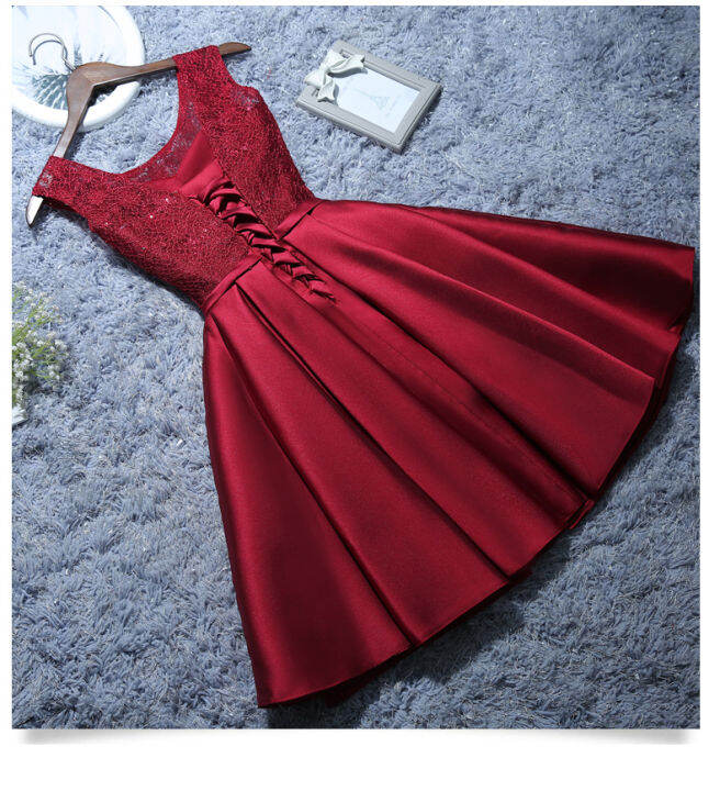 new-short-evening-dress-satin-lace-wine-red-grey-a-line-bride-party-formal-dress-homecoming-graduation-dresses-robe-de-soiree