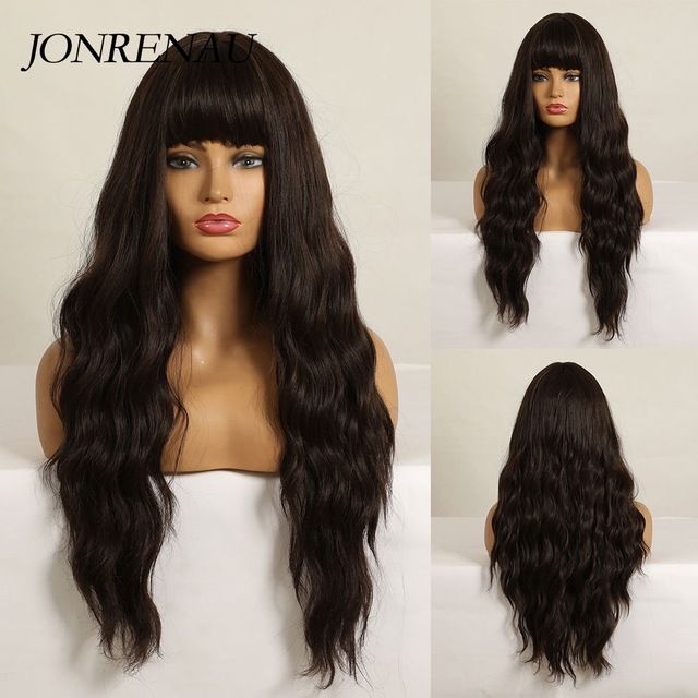 jonrenau-long-brown-color-synthetic-natural-wave-wigs-with-neat-bangs-for-whiteblack-women-party-wear