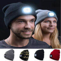 หมวก Beanie กับแสง,ฤดูหนาวที่อบอุ่น LED ไฟหน้าหมวกแฮนด์ฟรีถักหมวกสำหรับผู้ชายผู้หญิง