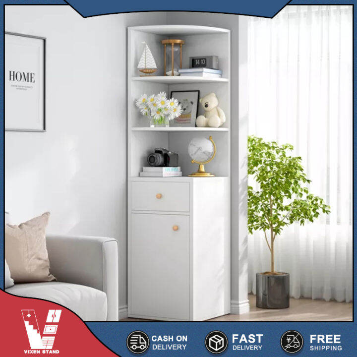 Modern Minimalist Style White Corner Storage Simple Display