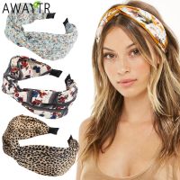 【YF】 AWAYTR Fashion Printing Leopard Headband Wide Cross Women Hairband Elastic Bow Hair Hoop Bands Bezel Knot Girls Accessories