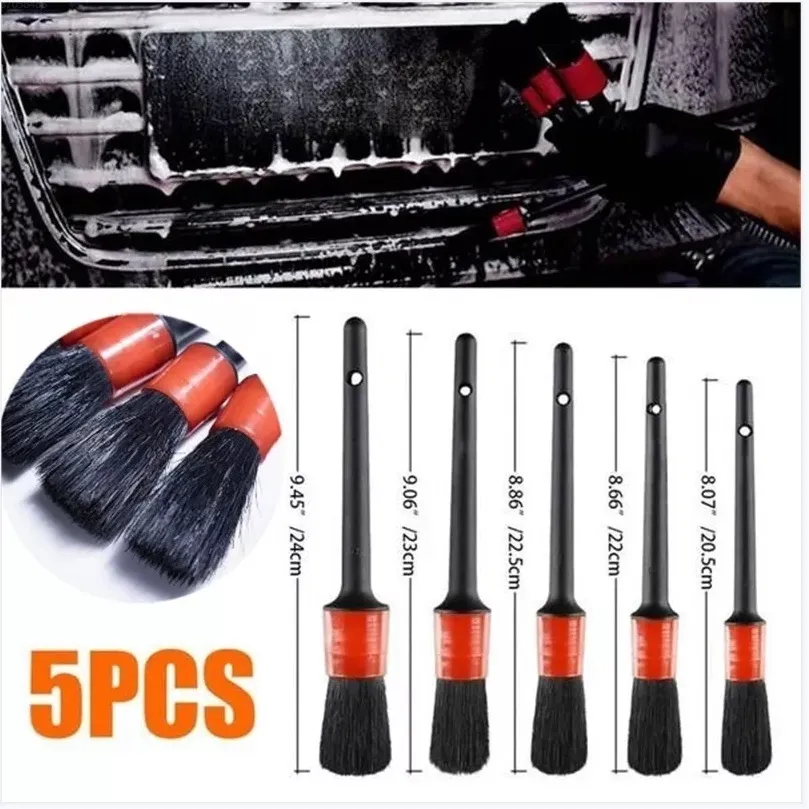 5Pcs Car Detailing Brush Set Cleaner Automotive Detail Brushes