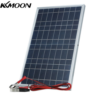 KKmoon ชุดแผงโซลาร์เซลล์30W DC 12V/18V พร้อมคลิปจระเข้/IP65กันน้ำสำหรับใช้ในบ้านและนอกบ้านแบบพกพา