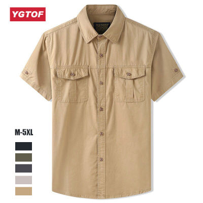 YGTOF ชุดเด M-5XL มาใหม่ล่าสุดเสื้อพลัสไซซ์ผ้าฝ้ายแขนสั้นผู้ชายแฟชั่นฤดูร้อนขนาดใหญ่ลำลอง