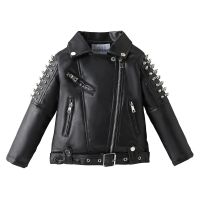 Childrens Performance Leather Rivet Motorcycle Leather Jacket Baby Girl Winter Clothes Winter Coat