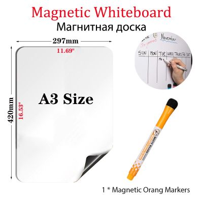 A3 Size Magnetic Whiteboard Dry Wipe Weekly Monthly Planner Fridge Stickers Menu Calendar with 8 Color Marker