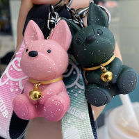 【2023】Fashion Punk french bulldog keychain Crystal Dog keychain For ladies bag pendant jewelry small Accessories Men Car key Rings ！