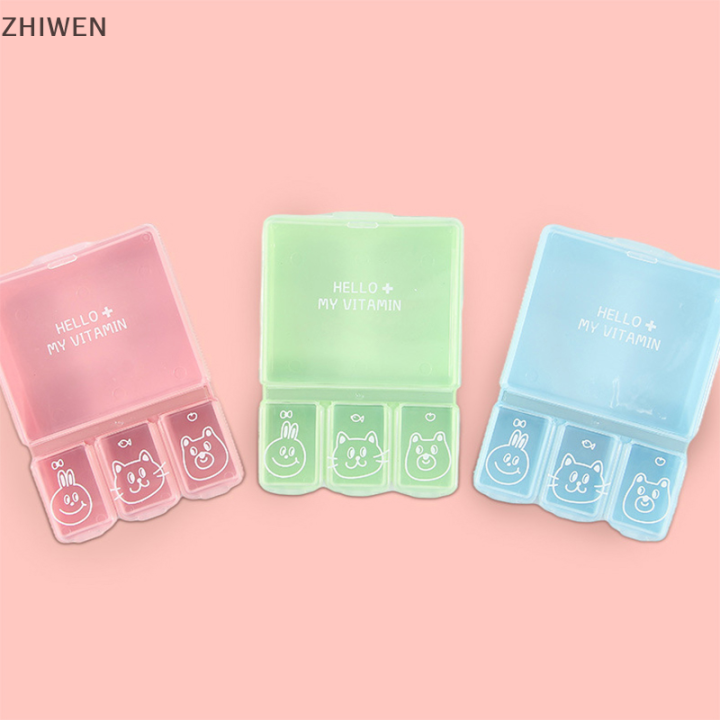 zhiwen-กล่องใส่ยาแบบพกพาที่ใส่วิตามินน่ารักขนาดเล็กกล่องใส่ยากล่องใส่ยายาเม็ดกล่องเก็บสินค้า