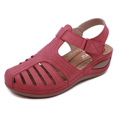 new 2023 vintage amazon summer sandals female cross-border line adhesive wedges a undertakes baotou