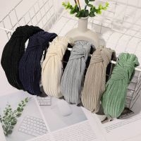 Bando bersimpul Korea bergaris wanita ikat kepala sederhana kepang ikat rambut cuci wajah Aksesori Hoop wanita Scrunchie