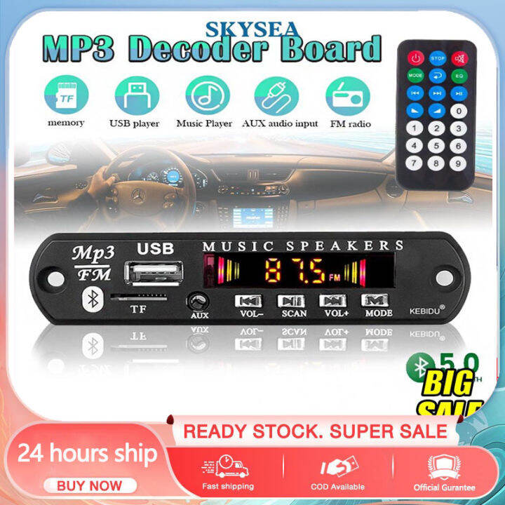 Offida Bluetooth 5.0 MP3 Player Decoder Board Car Audio USB AUX TF FM