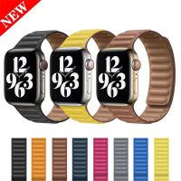 [L.W.F 2022]♤♦สายหนังสำหรับ Apple Watch Series 3 5 4 SE 6 7,สายนาฬิกาแบบแม่เหล็กขนาด44มม. 40มม. 41มม. 45มม. 42มม. 38มม.