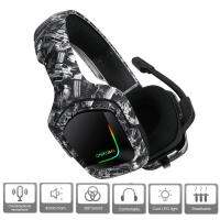 ONIKUMA K20 3.5mm Wired RGB LED Headphone for PC Phone PSs4 (Camo White)