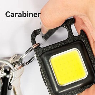 ；‘【； 3 Pack LED COB Light Rechargeable Pocket Keychain Flashlights, Three Modles Brightness, Bottle Opener Accessories
