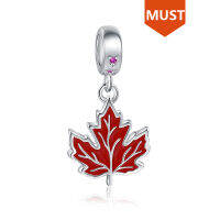 SG 925 sterling silver Maple leaf charms with red Enamel Canada Flag charm beads Diy fit Original Bracelet for women gifts