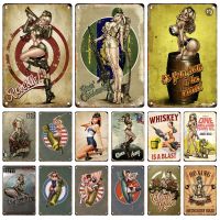 Vintage Sexy Girl Metal Signage Tin Painting Woman Poster Plaque Home Bar Club Modern Wall Art Decorative Panel Mural Gift