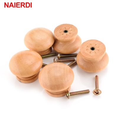 ℡✑◙ NAIERDI 10pcs Natural Wooden Cabinet Pulls Cabinet Drawer Wardrobe Door Knob Pull Handle Hardware Circle Handles Hardware