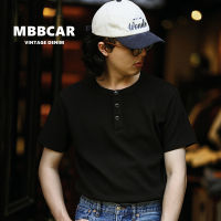 MBBCAR เสื้อยืด2023สไตล์เรโทรวาฟเฟิลสำหรับผู้ชายและวัยรุ่นสำหรับฤดูร้อนใหม่เสื้อยืดเสื้อแขนสั้นมีปกสไตล์ย้อนยุคผ้าคอตตอนใส่ได้ทั้งชายและหญิง